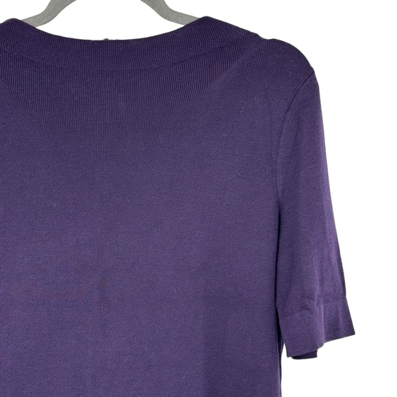 Talbots Medium Petite Deep Plum Cotton/Modal Short Sleeve Sweater w Back Zipper - Picture 3 of 8